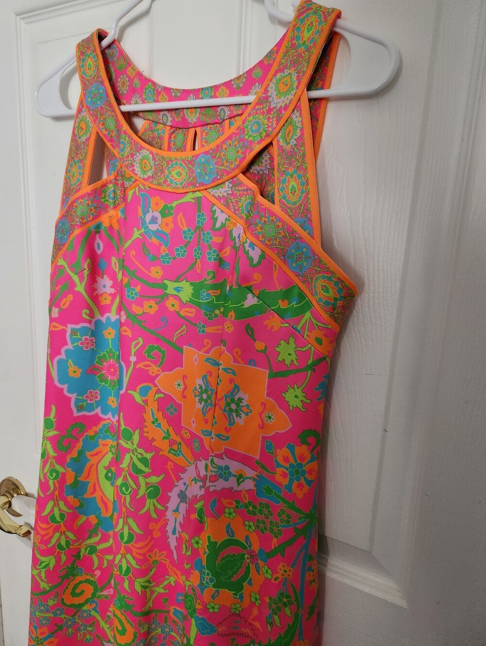 Gretchen Scott Designs Pink Multicolor Print Sleeveless Dress Size M Like New - Picture 2 of 4